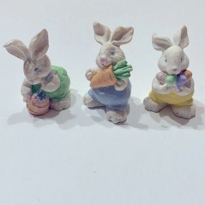 Russ Miniature Easter Rabbit Bunny Figurines Vintage Set of 3